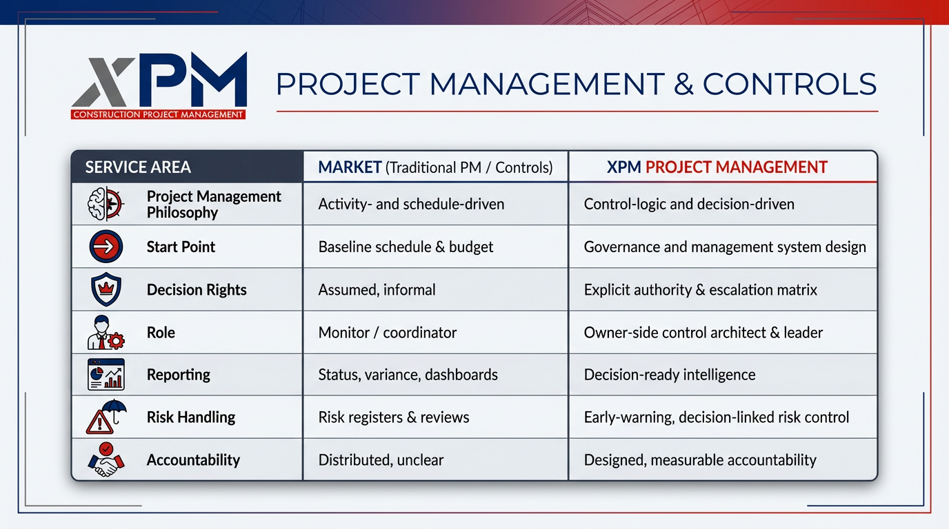 Project Management & Controls - Market vs xPM Comparison